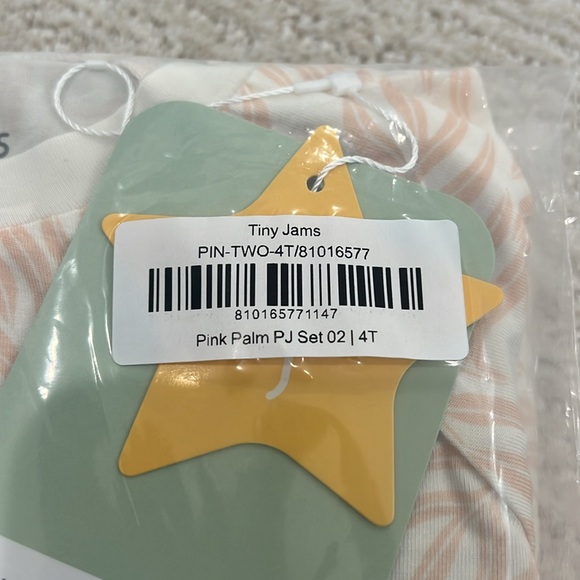 Tiny Jams Pink Pastel Palms 2-piece Bamboo Viscose PJ Pajama Set 4T NWT - Picture 7 of 9